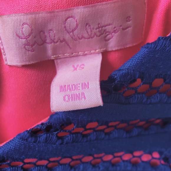 XS Lilly Pulitzer Megyn fit and flare dress in royal blue and hot pink - Picture 4 of 4